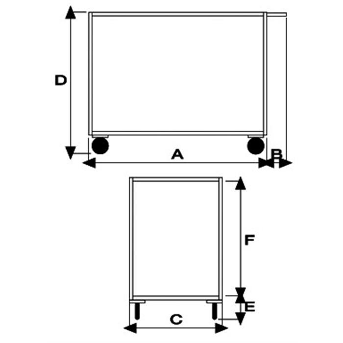 Portatutto Medio a 2 piani con bordo di contenimento in acciaio inox AISI 304 con ruote con freno