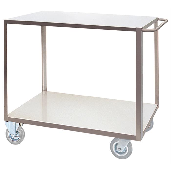 portatutto grande a 2 piani in acciaio inox aisi 304 con ruote girevoli di cui 2 con freno