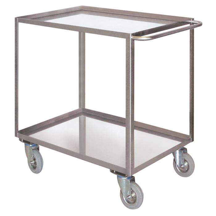 portatutto grande a 2 piani con bordo di contenimento in acciaio inox aisi 304