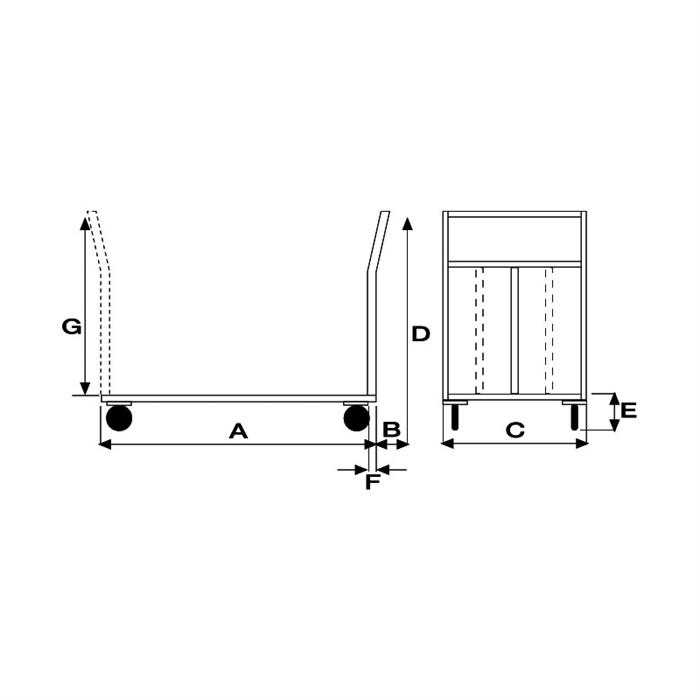 Pianale Maxi mm 1200x800 con 2 ruote con freno