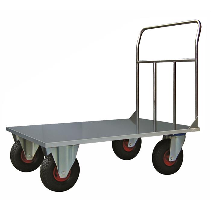 pianale maxi mm 1200x800 in acciaio inox con ruote pneumatiche