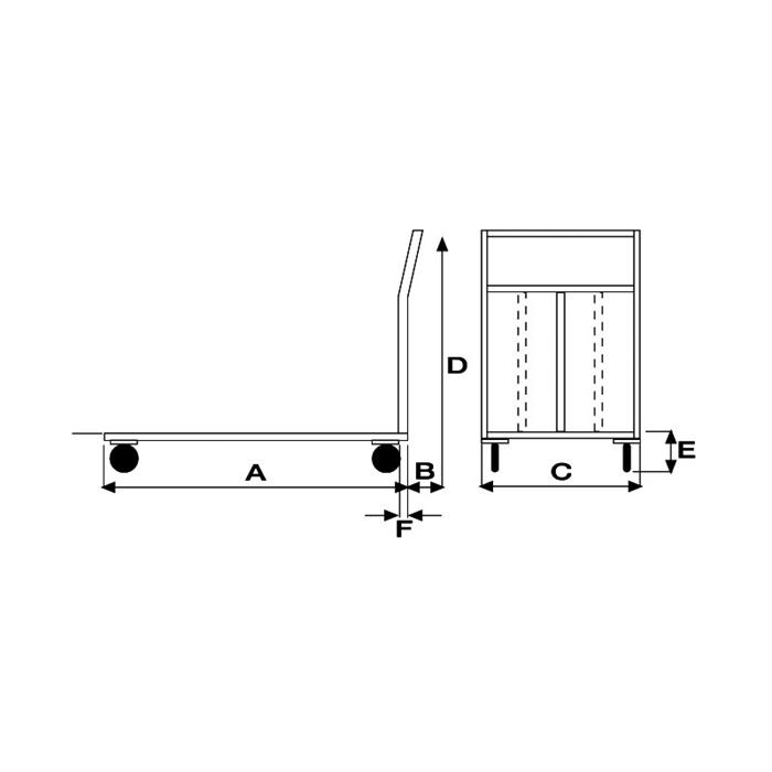 Pianale Maxi mm 1200x800 in acciaio inox con Ruote Pneumatiche Girevoli