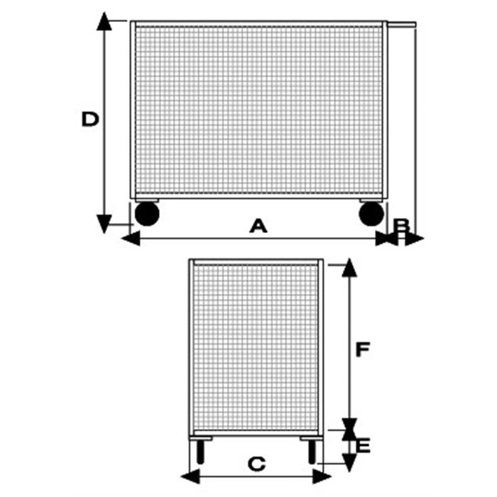 Pianale con quattro sponde in rete