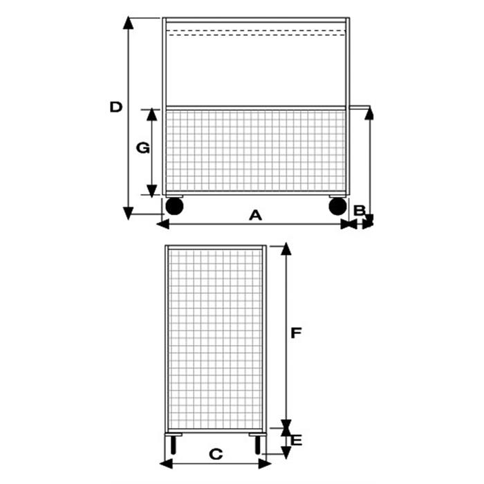 Pianale verniciato a 4 sponde 4 ruote antiforatura girevoli 2 con  freno