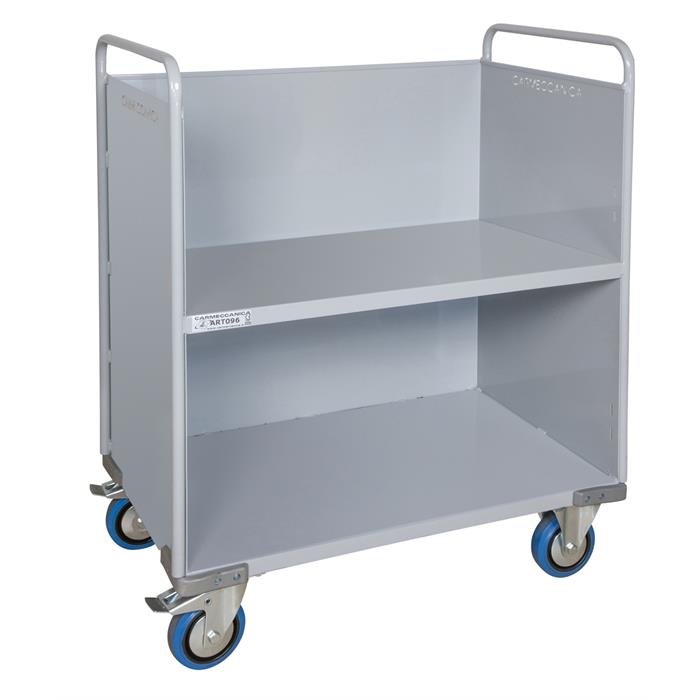 carrello porta faldoni/fascicoli a due piani, piano intermedio inclinato