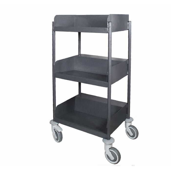 carrello biblioteca con ripiani sagomati con pannelli antirombo