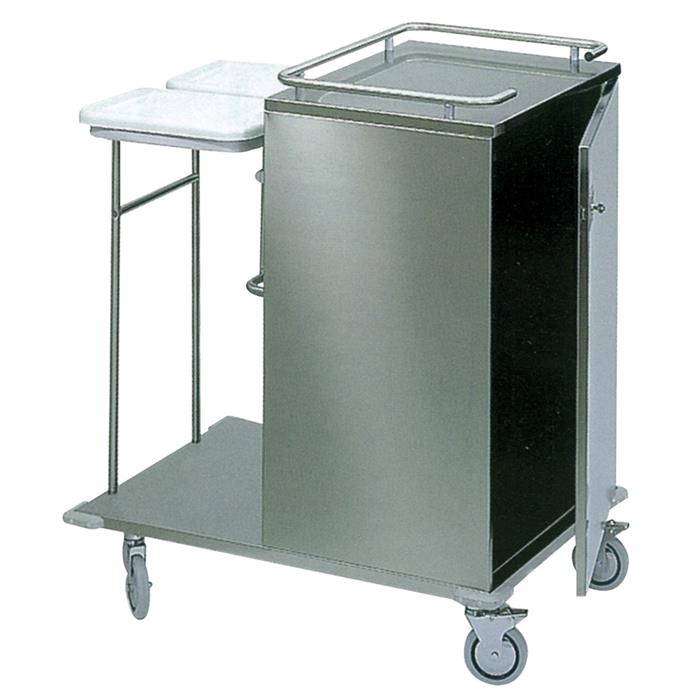 carrello raccolta e distribuzione biancheria in acciaio inox aisi 304, chiusura a chiave