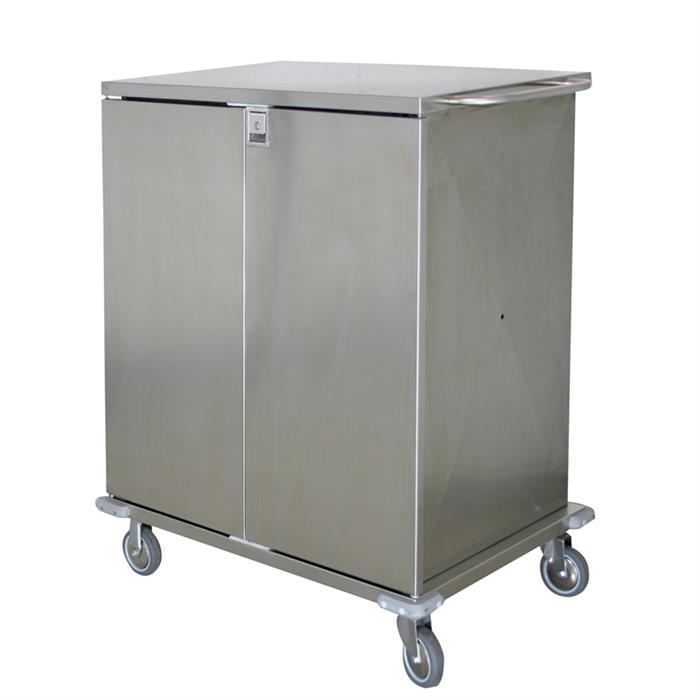 carrello container biancheria doppia anta in accaio inox aisi 304