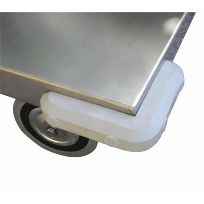 Portatutto Medio a 2 piani con bordo di contenimento in acciaio inox AISI 304 con ruote con freno