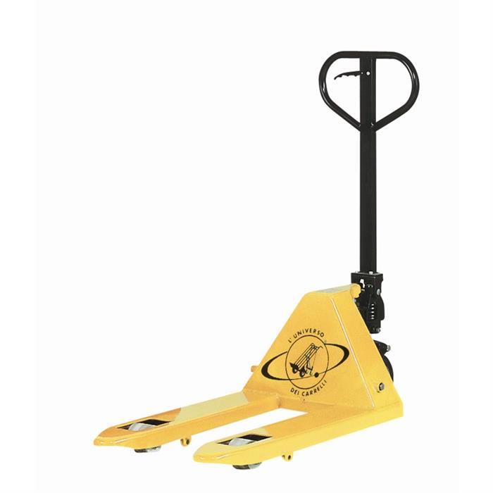 transpallet modello corto con forche da mm 800 e 4 rulli anteriori
