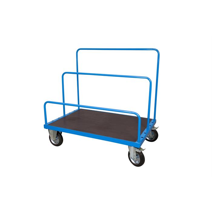 carrello per trasporto pannelli con piano 120x80 antiscivolo e ruote girevoli con freno (tubolari non inclusi)